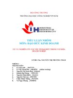 TIỂU LUẬN NHÓM môn đạo đức KINH DOANH đề tài NGHIÊN cứu các yếu tố đạo đức TRONG văn hóa DOANH NGHIỆP 