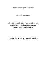 KẾ TOÁN THUẾ GIÁ TRỊ GIA TĂNG VÀ THUẾ THU NHẬP DOANH NGHIỆP TẠI CÔNG TY CỔ PHẦN DỊCH VỤ LOGISTICS ĐẠI CỒ VIỆT