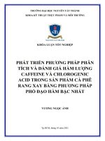 Xác định hàm lượng caffeine và chlorogenic acid trong sản phẩm cà phê rang xay bằng phương pháp phổ đạo hàm bậc nhất: Khóa luận tốt nghiệp KHOA KỸ THUẬT THỰC PHÁM VÀ MÔI TRƯỜNG