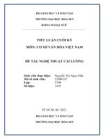 Tiểu luận cuối kỳ môn cơ sở văn hóa việt nam đề tài nghệ thuật cải lương 