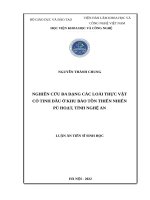 Nghiên cứu đa dạng các loài thực vật có tinh dầu ở Khu Bảo tồn thiên nhiên Pù Hoạt, tỉnh Nghệ An.