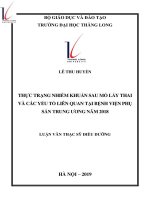 THỰC TRẠNG NHIỄM KHUẨN SAU MỔ LẤY THAI VÀ CÁC YẾU TỐ LIÊN QUAN TẠI BỆNH VIỆN PHỤ SẢN TRUNG ƯƠNG NĂM 2018. LUẬN VĂN THẠC SỸ ĐIỀU DƯỠNG