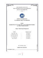 TOPIC MARKETING PLAN FOR THE CAFE WORKSHOP MODEL AT THE COFFEE HOUSE 