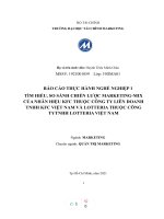 TÌM HIỂU, SO SÁNH CHIẾN lược MARKETING MIX của NHÃN HIỆU KFC THUỘC CÔNG TY LIÊN DOANH TNHH KFC VIỆT NAM và LOTTERIA THUỘC CÔNG TYTNHH LOTTERIA VIỆT NAM 