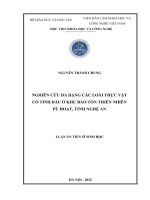 Nghiên cứu đa dạng các loài thực vật có tinh dầu ở Khu Bảo tồn thiên nhiên Pù Hoạt, tỉnh Nghệ An.