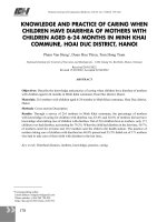Kiến thức, thực hành chăm sóc khi trẻ bị tiêu chảy của bà mẹ có con từ 6–24 tháng tuổi tại xã Minh Khai, huyện Hoài Đức, Hà Nội