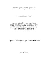 Tuyên truyền dịch vụ công trực tuyến của Ủy ban nhân dân phường Phương Lâm, thành phố Hòa Bình, tỉnh Hòa Bình