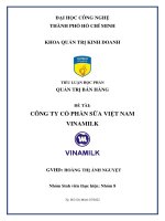 TIỂU LUẬN học PHẦN QUẢN TRỊ bán HÀNG đề tài CÔNG TY cổ PHẦN sữa VIỆT NAM VINAMILK 2 