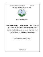 Triển khai hoạt động dược lâm sàng về quản lý tương tác thuốc tim mạch   bệnh trên bệnh nhân điều trị nội trú tại bệnh viện đa khoa xanh pôn 