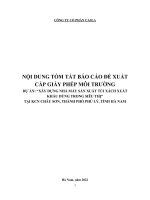 BÁO CÁO ĐỀ XUẤT CẤP GIẤY PHÉP MÔI TRƯỜNG DỰ ÁN: “XÂY DỰNG NHÀ MÁY SẢN XUẤT TÚI XÁCH XUẤT KHẨU DÙNG TRONG SIÊU THỊ” TẠI KCN CHÂU SƠN, TP. PHỦ LÝ,