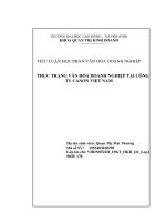 TIỂU LUẬN học PHẦN văn hóa DOANH NGHIỆP THỰC TRẠNG văn hóa DOANH NGHIỆP tại CÔNG TY CANON VIỆT NAM 