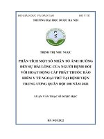 Phân tích một số nhân tố ảnh hưởng đến sự hài lòng của người bệnh đối với hoạt động cấp phát thuốc bảo hiểm y tế ngoại trú tại bệnh viện trung ương quân đội 108 năm 2021 