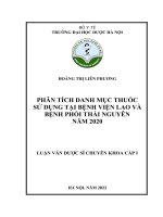 Phân tích danh mục thuốc sử dụng tại bệnh viện lao và bệnh phổi thái nguyên năm 2020 
