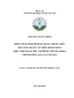 Phân tích tình hình sử dụng thuốc điều trị tăng huyết áp trên bệnh nhân điều trị ngoại trú tại bệnh viện đa khoa thành phố lào cai năm 2021 