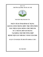 Phân tích tình hình sử dụng kháng sinh trong điều trị viêm phổi mắc phải cộng đồng cho trẻ em từ 2 tháng đến 60 tháng tại khoa nội nhi tổng hợp bệnh viện nhi bắc ninh năm 2020 