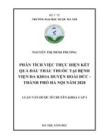 Phân tích việc thực hiện kết quả đấu thầu thuốc tại bệnh viện đa khoa huyện hoài đức   thành phố hà nội năm 2020 