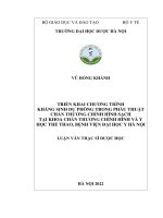 Triển khai chương trình kháng sinh dự phòng trong phẫu thuật chấn thương chỉnh hình sạch tại khoa chấn thương chỉnh hình và y học thể thao, bệnh viện đại học y hà nội 
