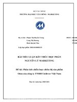 TIỂU LUẬN  NGUYÊN lý MARKETING đề tài phân tích chiến lược chiêu thị sản phẩm omo của công ty TNHH unilever việt nam 