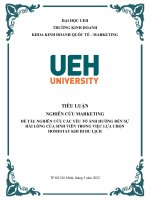 TIỂU LUẬN NGHIÊN cứu MARKETING đề tài NGHIÊN cứu các yếu tố ẢNH HƯỞNG đến sự hài LÒNG của SINH VIÊN TRONG VIỆC lựa CHỌN HOMESTAY KHI đi DU LỊCH 