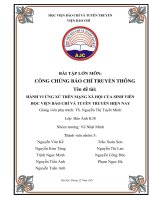 đề tài HÀNH VI ỨNG XỬ TRÊN MẠNG XÃ HỘI CỦA SINH VIÊN HỌC VIỆN BÁO CHÍ VÀ TUYÊN TRUYỀN HIỆN NAY