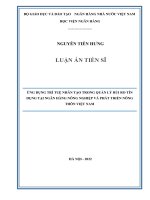 Ứng dụng trí tuệ nhân tạo trong quản lý rủi ro tín dụng tại Ngân hàng Nông nghiệp và Phát triển nông thôn Việt Nam