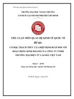 CƠ hội, THÁCH THỨC của HIỆP ĐỊNH RCEP đối với HOẠT ĐỘNG KINH DOANH của CÔNG TY TNHH THƯƠNG mại điện tử LAZADA VIỆT NAM 