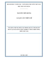 Ứng dụng trí tuệ nhân tạo trong quản lý rủi ro tín dụng tại Ngân hàng Nông nghiệp và Phát triển nông thôn Việt Nam