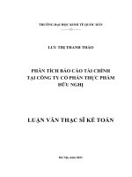 Luận văn thạc sỹ - Phân tích báo cáo tài chính tại Công ty Cổ phần thực phẩm Hữu Nghị