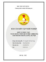 BÁO cáo KIẾN tập NGHỀ NGHIỆP đơn vị THỰC tập NGÂN HÀNG TMCP QUÂN đội (MBBANK) CHI NHÁNH THĂNG LONG, hà nội 