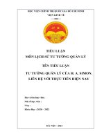 TIỂU LUẬN CAO học QUẢN lý KINH tế tư tưởng quản lý của H. A. Simon  liên hệ với thực tiễn hiện nay