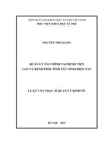 (LUẬN văn THẠC sĩ) QUẢN lý tài CHÍNH tại BỆNH VIỆN LAO và BỆNH PHỔI TỈNH tây NINH HIỆN NAY 