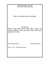 tiểu luận triết học   sau đại học  PHÂN TÍCH mối QUAN hệ GIỮA CHẤT và LƯỢNG TRONG VIỆC GIÁO dục học SINH TIỂU học ở cần THƠ