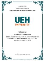 TIỂU LUẬN NGHIÊN cứu MARKETING đề tài NGHIÊN cứu các yếu tố ẢNH HƯỞNG đến sự hài LÒNG của SINH VIÊN TRONG VIỆC lựa CHỌN HOMESTAY KHI đi DU LỊCH 