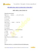 Đề khảo sát chất lượng đầu năm môn Tiếng Anh lớp 9 số 4 - Đề thi khảo sát chất lượng đầu năm lớp 9 môn tiếng Anh - VnDoc.com