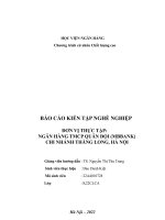 BÁO cáo KIẾN tập NGHỀ NGHIỆP đơn vị THỰC tập NGÂN HÀNG TMCP QUÂN đội (MBBANK) CHI NHÁNH THĂNG LONG, hà nội 