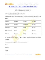 Đề khảo sát chất lượng đầu năm môn Tiếng Anh lớp 9 có đáp án