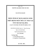 NGUYỄN bá HẠNH PHÂN TÍCH sử DỤNG KHÁNG SINH TRÊN BỆNH NHÂN mổ lấy THAI tại TTYT HUYỆN hạ hòa LUẬN văn dược sĩ CHUYÊN KHOA cấp i 