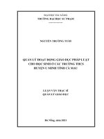 Quản lý hoạt động giáo dục pháp luật cho học sinh ở các trường thcs huyện u minh tỉnh cà mau  