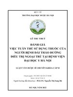 LÊ THU THUỶ ĐÁNH GIÁ VIỆC TUÂN THỦ sử DỤNG THUỐC của NGƯỜI BỆNH đái THÁO ĐƯỜNG điều TRỊ NGOẠI TRÚ tại BỆNH VIỆN đại học y hà nội LUẬN văn dược sĩ CHUYÊN KHOA cấp II 