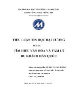 TIỂU LUẬN TIN học đại CƯƠNG đề tài tìm HIỂU văn hóa và tâm lý DU KHÁCH hàn QUỐC 