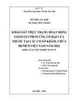 TÔ THỊ LAN ANH KHẢO sát THỰC TRẠNG HOẠT ĐỘNG GIÁM sát PHẢN ỨNG có hại của THUỐC tại các cơ sở KHÁM, CHỮA BỆNH ở VIỆT NAM năm 2021 KHÓA LUẬN tốt NGHIỆP dược sĩ 