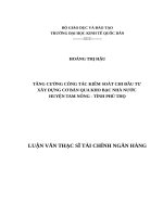 Tăng cường công tác kiểm soát chi đầu tư xây dựng cơ bản qua kho bạc Nhà nước huyện Tam Nông - tỉnh Phú Thọ