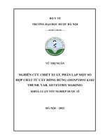 VŨ THỊ NGÂN NGHIÊN cứu CHIẾT XUẤT, PHÂN lập một số hợp CHẤT từ cây HỒNG RỪNG (DIOSPYROS KAKI THUNB  VAR  SILVESTRIS MAKINO) KHOÁ LUẬN tốt NGHIỆP dược sĩ hà nội – 2022 
