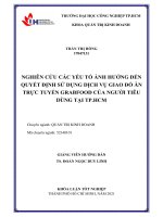 Nghiên cứu các yếu tố ảnh hưởng đến quyết định sử dụng dịch vụ giao đồ ăn trực tuyến grabfood của người tiêu dùng tại thành phố hồ chí minh