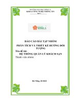 BÁO cáo bài tập NHÓM PHÂN TÍCH và THIẾT kế HƯỚNG đối TƯỢNG tên đề tài hệ THỐNG QUẢN lý KHÁCH sạn 