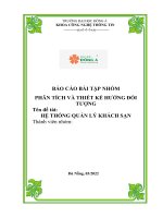 BÁO CÁO BÀI TẬP NHÓM PHÂN TÍCH VÀ THIẾT KẾ HƯỚNG ĐỐI TƯỢNG  đề tài HỆ THỐNG QUẢN LÝ KHÁCH SẠN