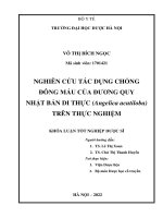VÕ THỊ BÍCH NGỌC NGHIÊN cứu tác DỤNG CHỐNG ĐÔNG máu của ĐƯƠNG QUY NHẬT bản DI THỰC (angelica acutiloba) TRÊN THỰC NGHIỆM KHÓA LUẬN tốt NGHIỆP dược sĩ 