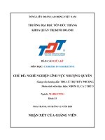 BÁO cáo GIỮA kỳ môn học CAREERS IN MARKETING CHỦ đề NGHỀ NGHIỆP LĨNH vực NHƯỢNG QUYỀN 