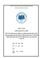 Phân tích tác động của chính sách thuế đối với kết quả hoạt động của thị trường và liên hệ thực tiễn ở việt nam nhằm giảm thiểu ảnh huởng tác động tiêu cực của đại dịch covid 19