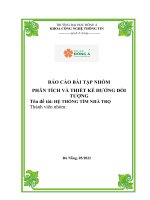 BÁO CÁO BÀI TẬP NHÓM PHÂN TÍCH VÀ THIẾT KẾ HƯỚNG ĐỐI TƯỢNG đề tài HỆ THỐNG TÌM NHÀ TRỌ